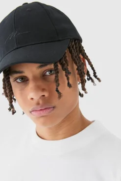 Cheap boohooMAN Man Signature Basic Baseball Cap In black