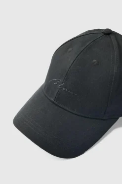 Cheap boohooMAN Man Signature Basic Baseball Cap In black