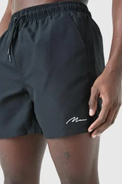 Best Sale boohooMAN Man Signature Mid Length Swim Short black