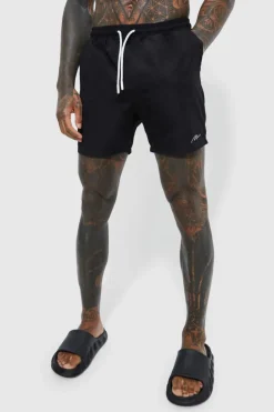Sale boohooMAN Man Signature Mid Length Swim Shorts black