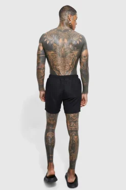 Sale boohooMAN Man Signature Mid Length Swim Shorts black