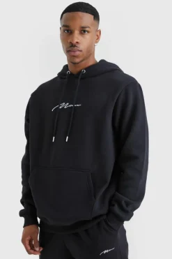Cheap boohooMAN Man Signature Over The Head Hoodie black