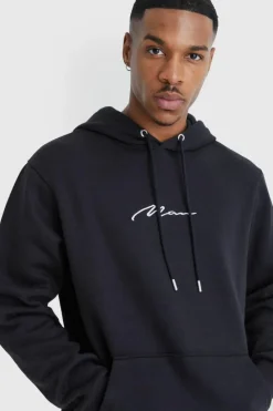 Cheap boohooMAN Man Signature Over The Head Hoodie black