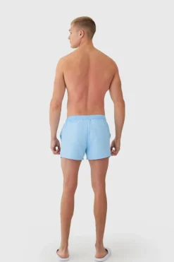 Cheap boohooMAN Man Signature Short Length Swim Shorts light blue