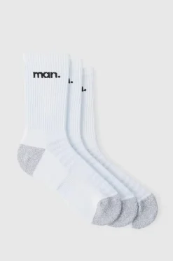 Online boohooMAN Man Sport Cushioned Training Crew Socks 3 Pack white