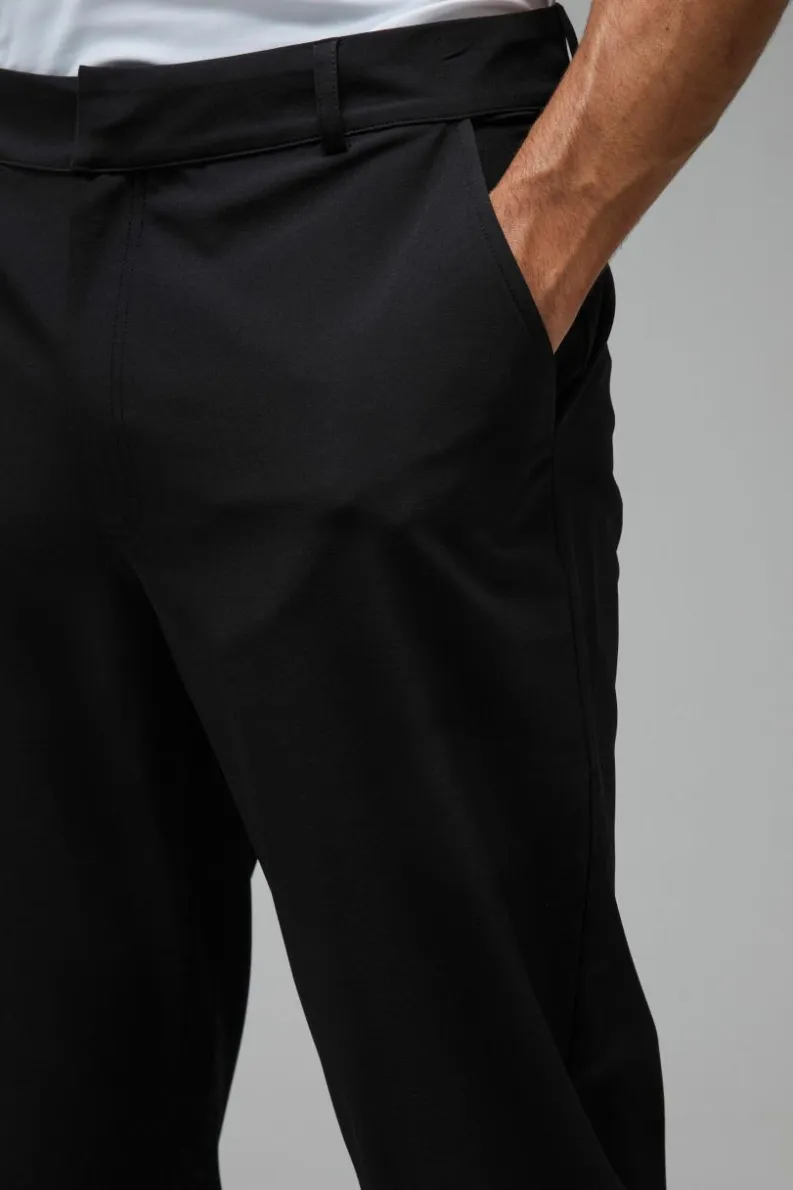 Store boohooMAN Man Sport Golf Stretch Woven Tapered Joggers black