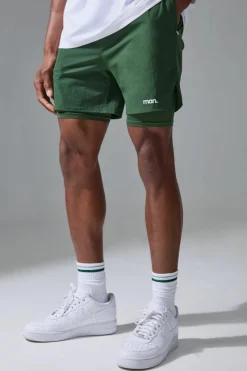 Cheap boohooMAN Man Sport Side Split 5inch 2-in-1 Short green
