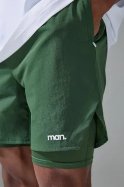 Cheap boohooMAN Man Sport Side Split 5inch 2-in-1 Short green