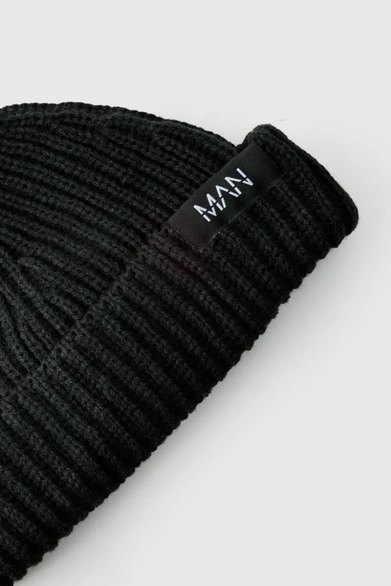 Clearance boohooMAN Man Tab Beanie black