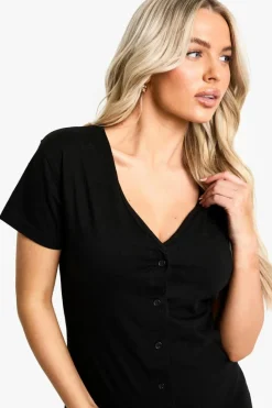 Hot boohoo Maternity Button Front Nightie black