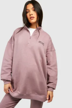 Cheap boohoo Maternity Half Zip Oversized Sweat And Rib Legging Set mauve