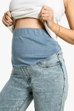 Hot boohoo Maternity Over The Bump Straight Leg Jeans light blue