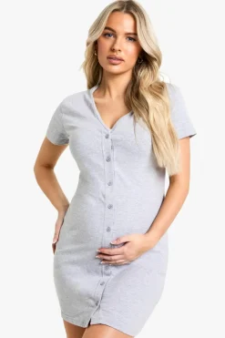 Cheap boohoo Maternity 2 Pack Button Front Nightie black