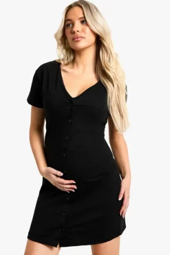 Cheap boohoo Maternity 2 Pack Button Front Nightie black