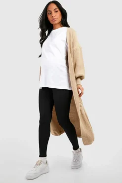 Store boohoo Maternity Ribbed Over Bump Leggings black