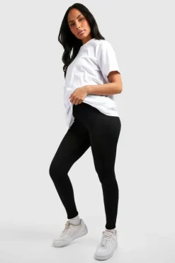 Store boohoo Maternity Ribbed Over Bump Leggings black