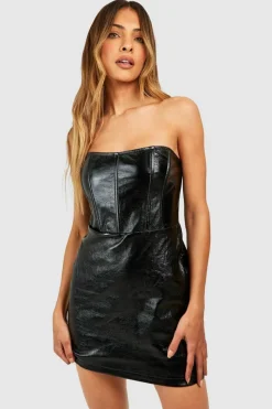 Store boohoo Metallic Corset Mini Dress black