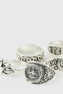 Best boohooMAN Metal Ring 5 Pack silver