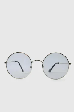 Cheap boohooMAN Metal Round Sunglasses In silver
