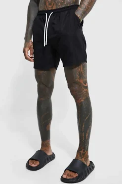 Best boohooMAN Mid Length Plain Swim Shorts black