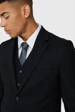 Fashion boohooMAN Mix & Match Linen Blend Slim Fit Blazer black