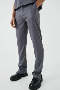 Online boohooMAN Mix & Match Tailored Split Hem Trousers charcoal