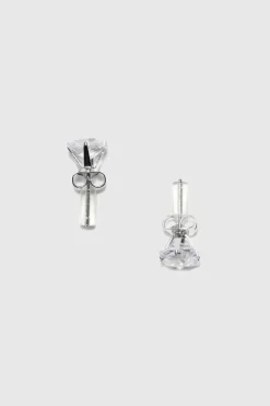 Cheap boohooMAN 8mm Square Stud Diamante Earrings silver