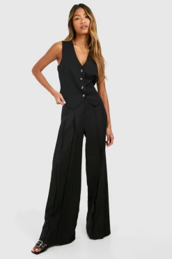 Outlet boohoo Mock Horn Fitted Waistcoat black