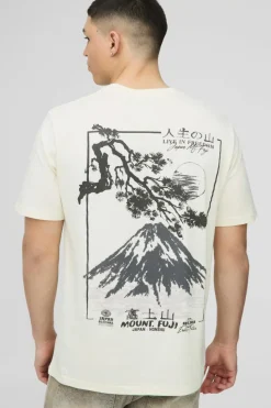 Hot boohooMAN Mountain Graphic T-Shirt ecru
