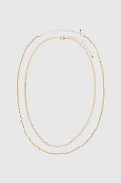 Clearance boohooMAN Multi Layer Rope Chain Necklace gold
