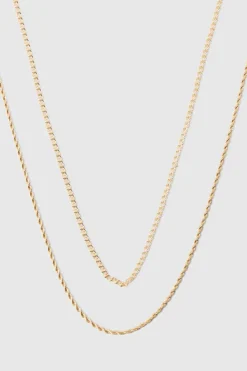 Clearance boohooMAN Multi Layer Rope Chain Necklace gold