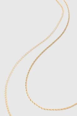 Clearance boohooMAN Multi Layer Rope Chain Necklace gold