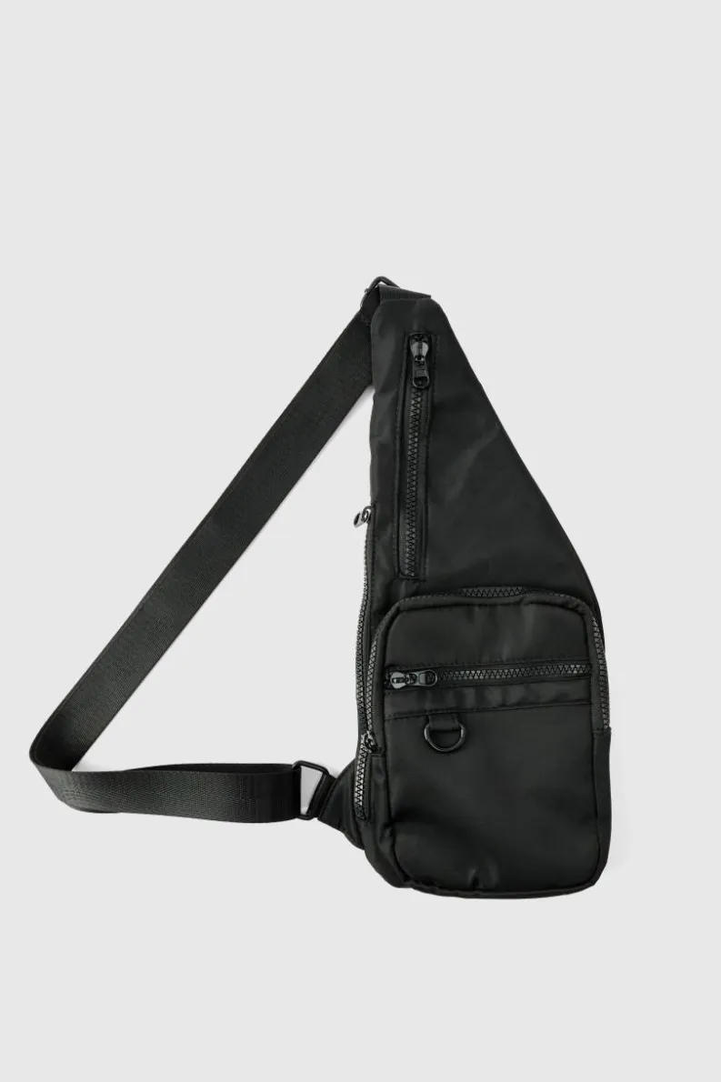 Hot boohooMAN Nylon Sling Bag black