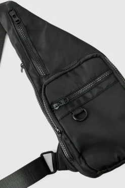Hot boohooMAN Nylon Sling Bag black