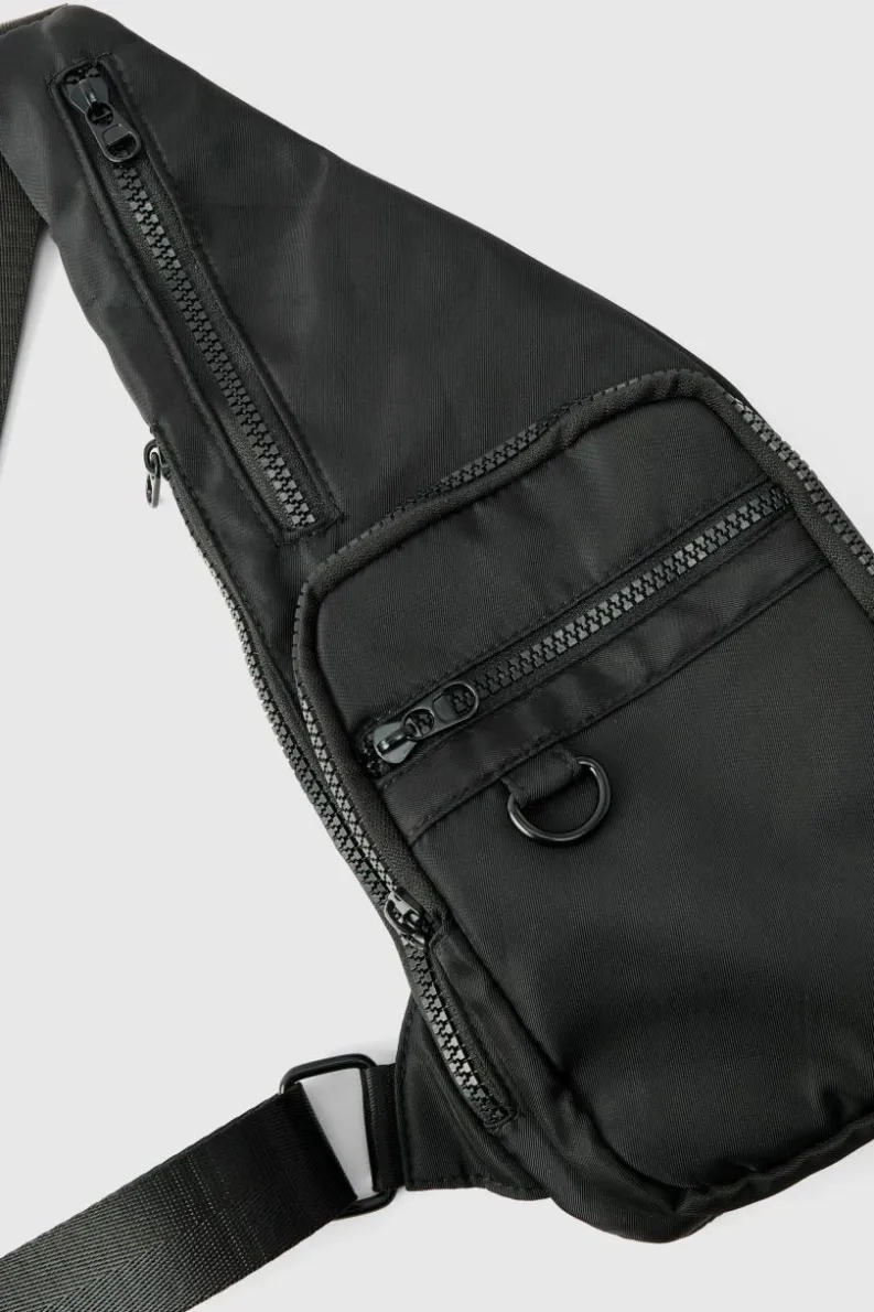 Hot boohooMAN Nylon Sling Bag black
