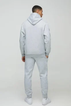 Online boohooMAN Ofcl Club Printed Hooded Tracksuit grey marl