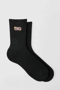 Sale boohooMAN OFCL Embroidered Sports Socks black