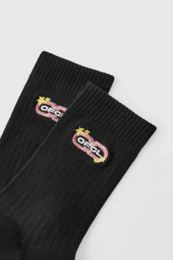 Sale boohooMAN OFCL Embroidered Sports Socks black