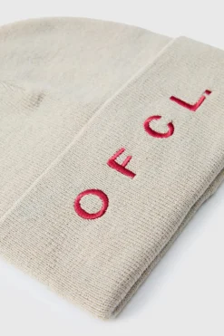 Cheap boohooMAN Ofcl Script Beanie ecru