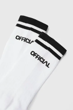 Sale boohooMAN Official Sports Stripe Socks white