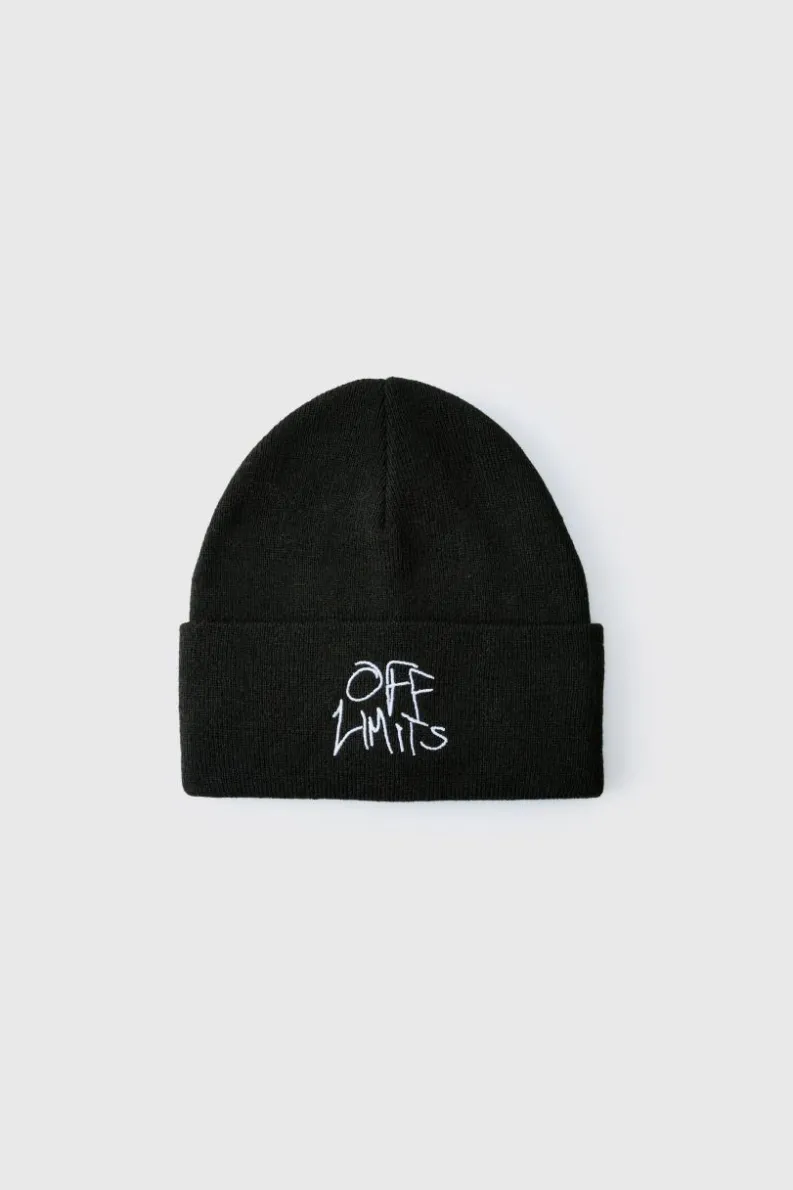 Sale boohooMAN Off Limits Script Beanie black