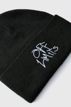 Sale boohooMAN Off Limits Script Beanie black