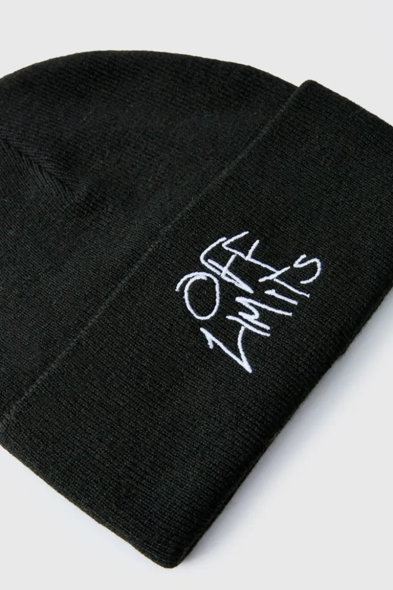 Sale boohooMAN Off Limits Script Beanie black