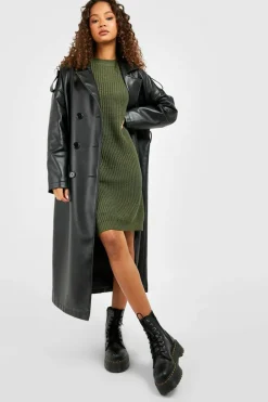 Discount boohoo Crew Neck Jumper Dress olive