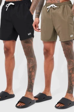Clearance boohooMAN Original Man Mid 2 Pack Swim Shorts multi