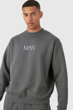 Clearance boohooMAN Original Man Oversized Sweatshirt Tracksuit charcoal