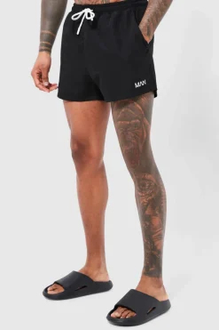 Store boohooMAN Original Man Short Length Swim Shorts black