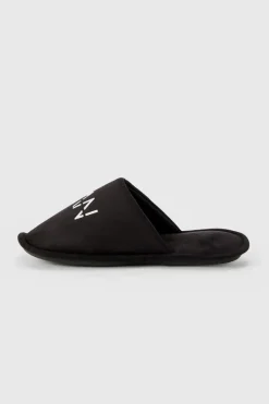 Shop boohooMAN Original Man Velour Slipper black
