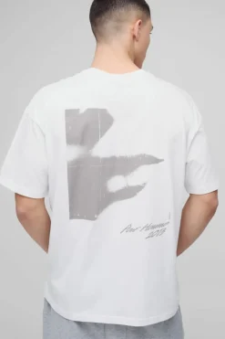 Discount boohooMAN Oversized Abstract Box Graphic T-Shirt white