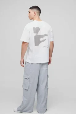 Discount boohooMAN Oversized Abstract Box Graphic T-Shirt white